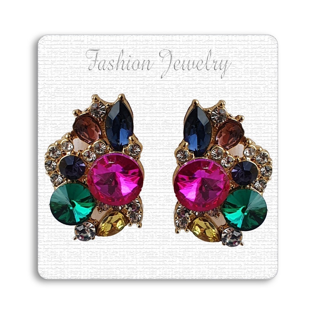 Boucles d'oreilles clips tendance, ornée de strass