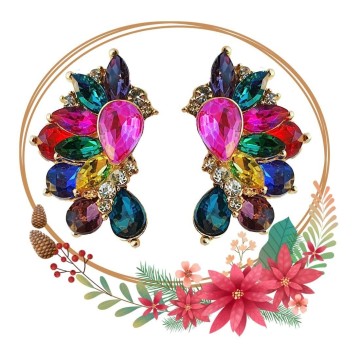 Boucles d'oreilles fantaisies clips, ornée de strass