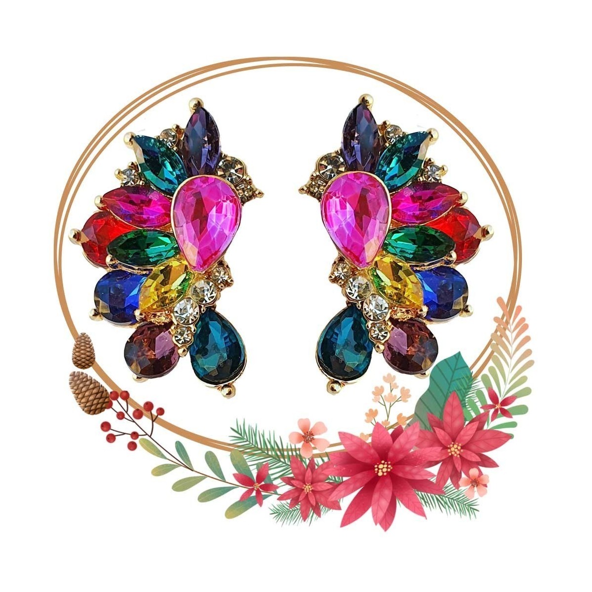 Boucles d'oreilles fantaisies clips, ornée de strass